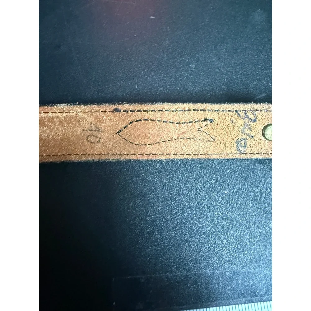 Vintage Ranger Leather Belt Brown Stitched Silver Buckle Size 40 Western‎ Rustic
